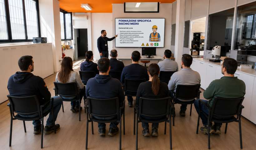 Aula del corso di formazione specifica rischio medio da 8 ore